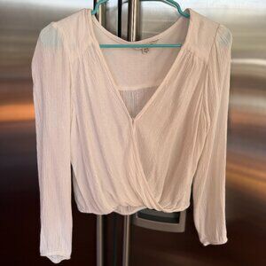 WHITE AMERICAN EAGLE LONG SLEEVE TOP, SIZE SMALL